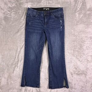 Wit & Wisdom Ab-solution Blue Cropped Flare Distressed Jeans Size 10 W31
